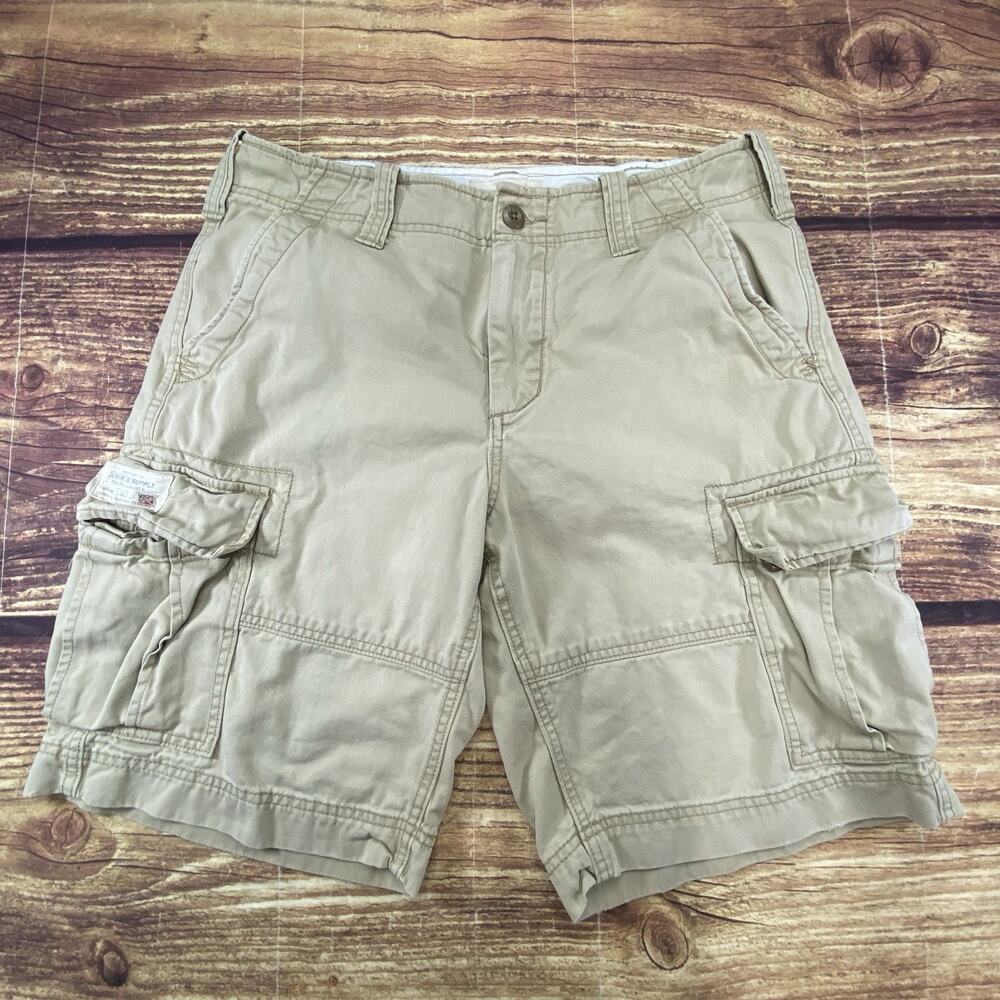 Denim & Supply Ralph Lauren Mens Cargo Shorts Tan Khaki Cotton Twill 33